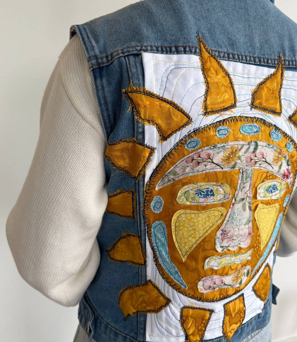Sun Goddess Patchwork Denim Vest