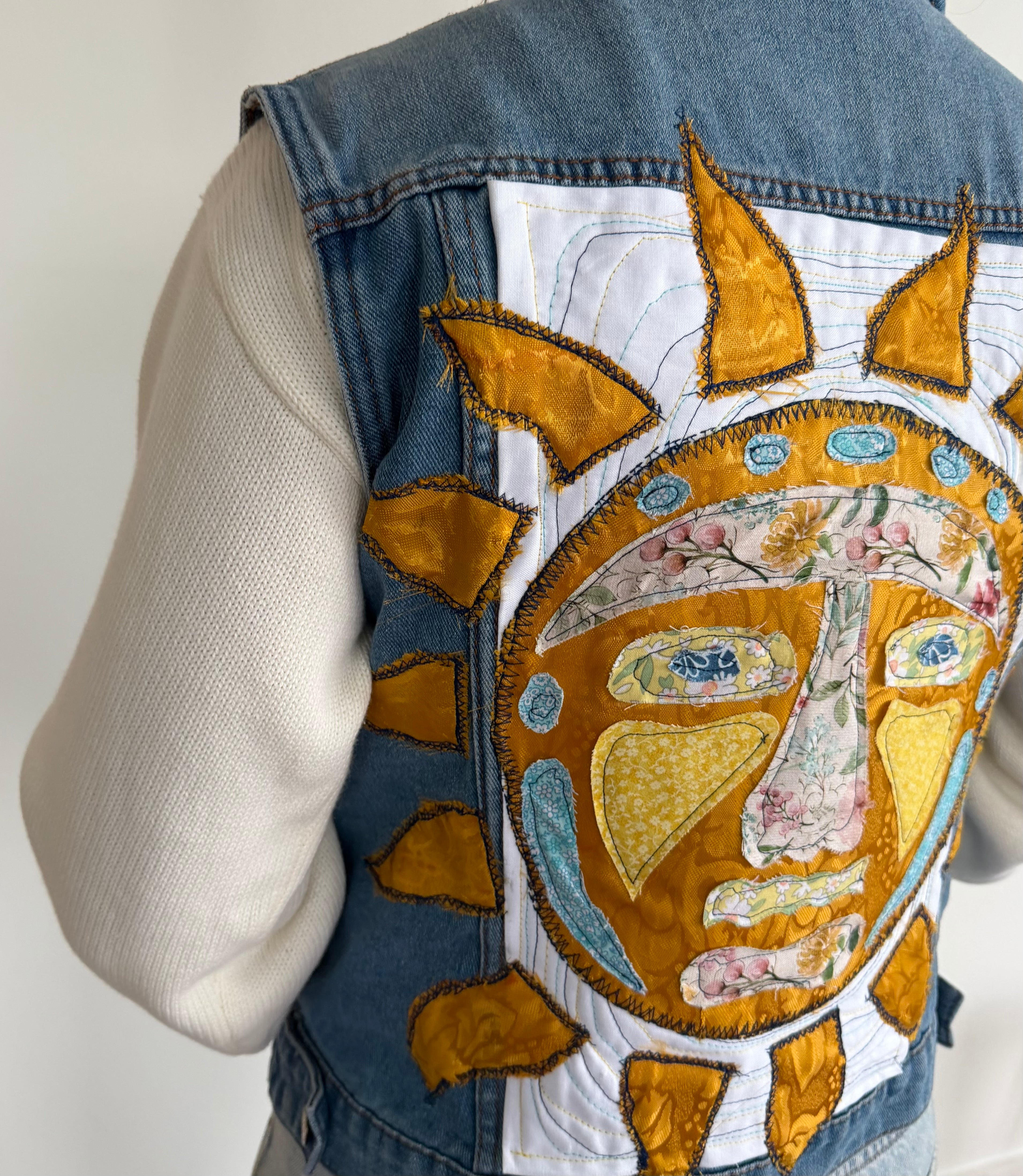 Sun Goddess Patchwork Denim Vest