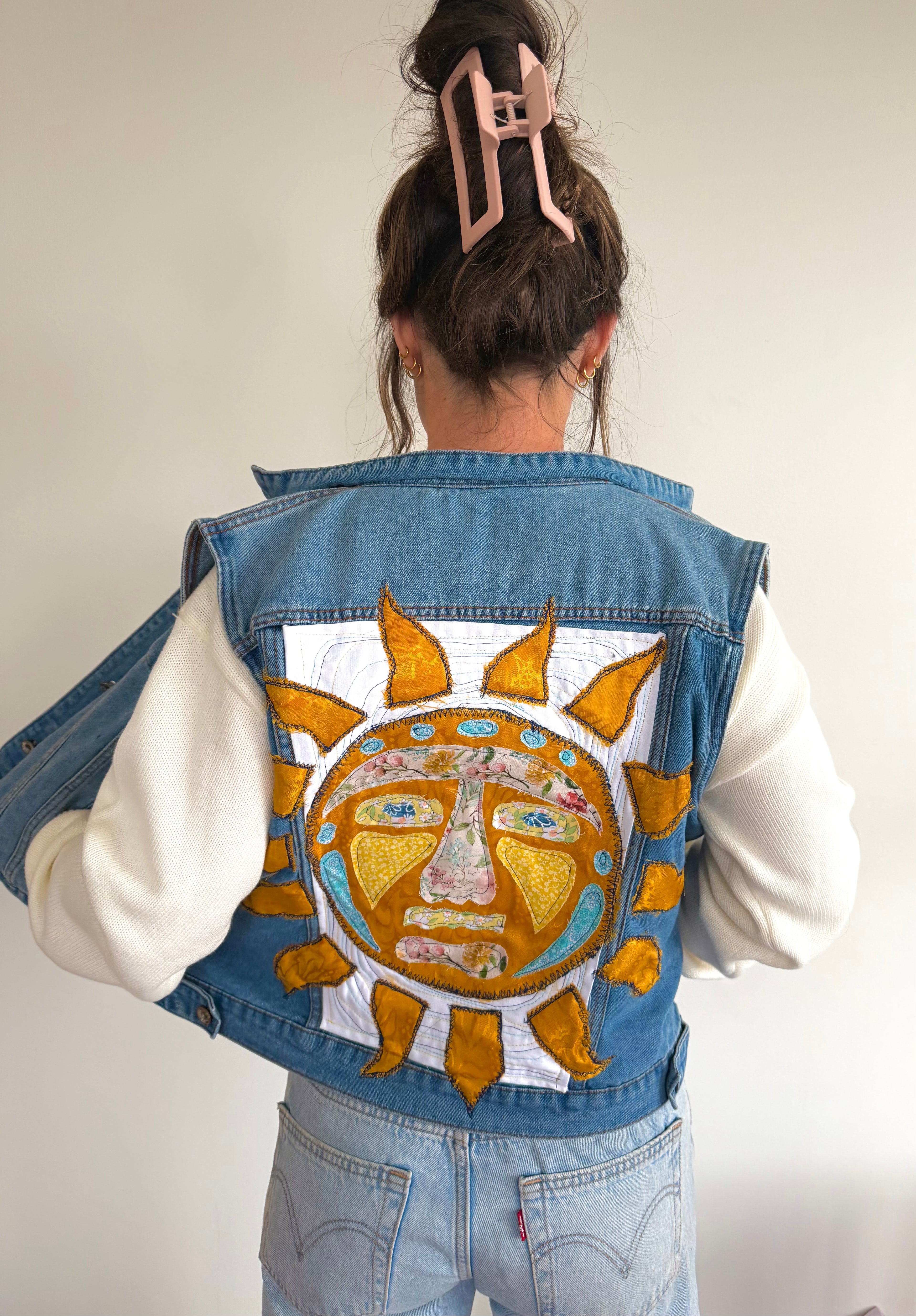 Sun Goddess Patchwork Denim Vest