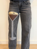 Levi 26 Straight Leg Handmade Espresso Martini Patchwork Jeans