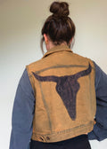 Western Bull Skull Denim Cropped Vest